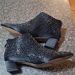 J.Renee Black Lace Ankle Booties